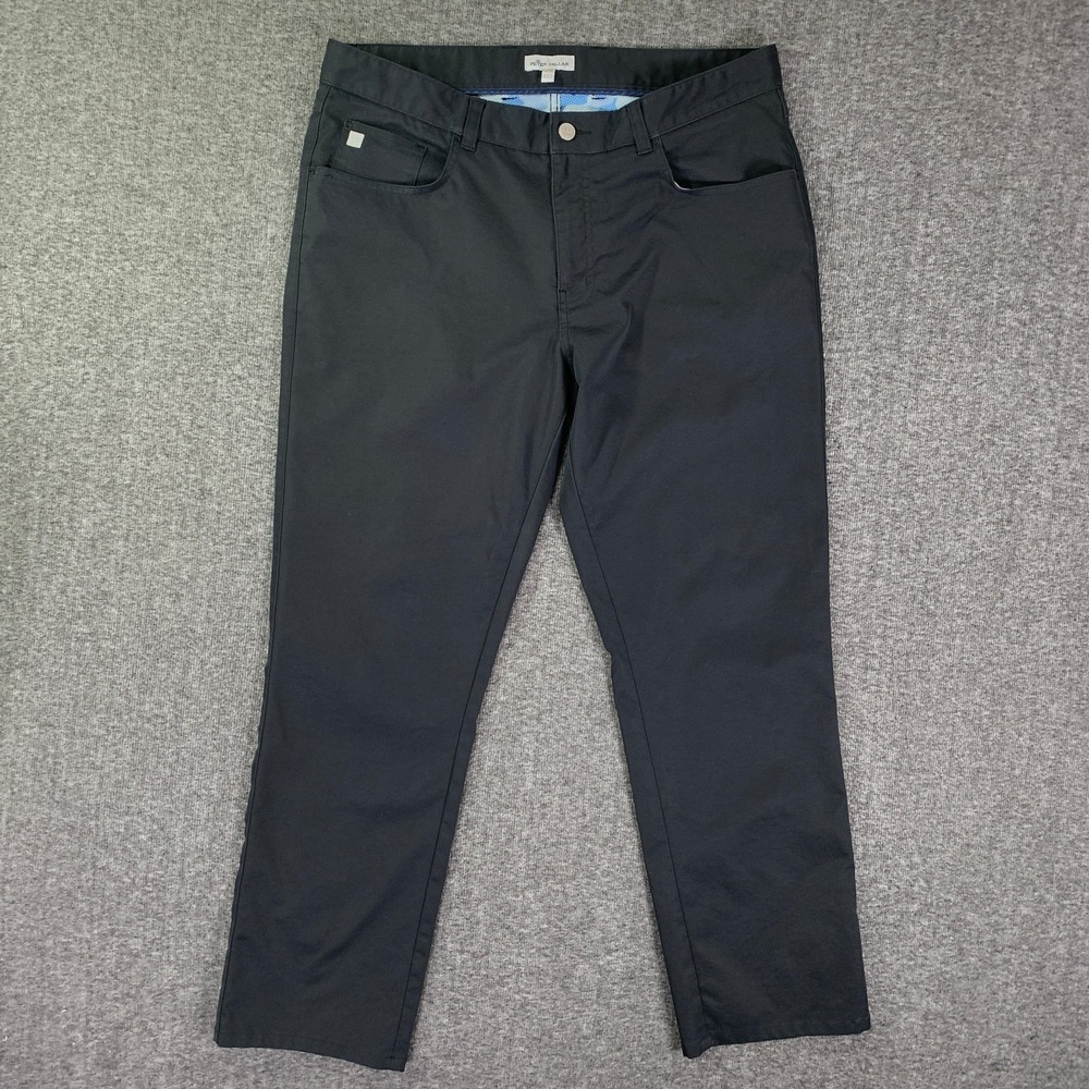 Peter Millar EB66 Pants Men 35x28 Black Performance Golf Chino
